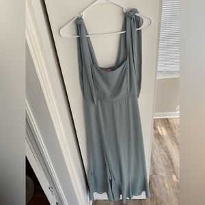 Show Me Your MuMu Claire Midi Bridesmaid Dress- Silver Sage Crisp